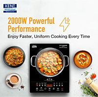 KENT Diamond Induction Cooktop 2000W|8 Preset Menu|Full Microcrystalline Glass|Feather Touch Buttons & Led Display|Milk Boiling & Keep Warm Function|Overheat Protection & Auto Turn-Off, Radiant