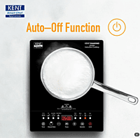 KENT Diamond Induction Cooktop 2000W|8 Preset Menu|Full Microcrystalline Glass|Feather Touch Buttons & Led Display|Milk Boiling & Keep Warm Function|Overheat Protection & Auto Turn-Off, Radiant