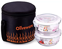 Olive ware Sizzle Glass Lunch Box