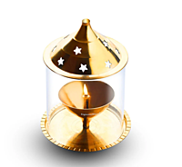 Signora ware Akhand Diya Brass With Glass Cover