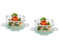 Signora ware Lock 'N' Store  Glass Container Square Set/2 ,320ML