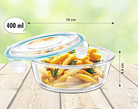 Signora ware Lock 'N' Store  Glass Container Square Set/2 ,400ML