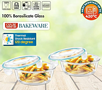 Signora ware Lock 'N' Store  Glass Container Square Set/2 ,400ML