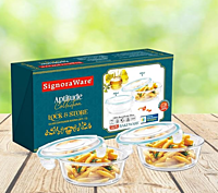 Signora ware Lock 'N' Store  Glass Container Square Set/2 ,400ML