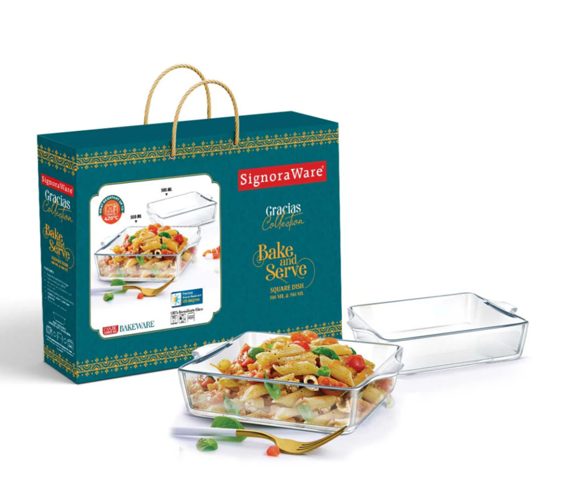 Signora ware Bake & Serve Square Dish set/2, 500ML