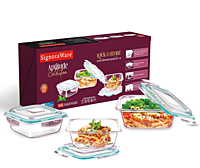 Signora ware Lock 'N, Store Glass Container Square Set/3