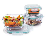 Signora ware Lock 'N, Store Glass Container Square Set/3