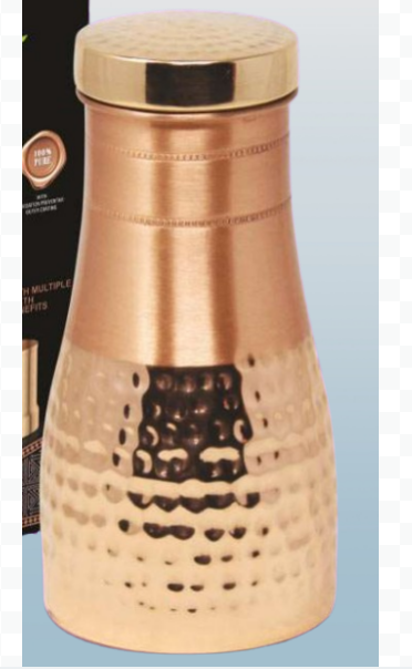 Signora ware pure Heal Damaru Copper Bottle, 1000ML