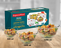 Signora ware Mixing Borosilicate Bowl Combo- set/3 (500,1000,1500 ML)