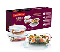 Signora ware Lock 'N' Store  Glass Container Rectangular Set/3