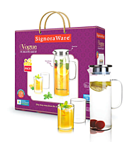Signora ware Vogue Jug& Glass set (1000ML+295 Each Glass)