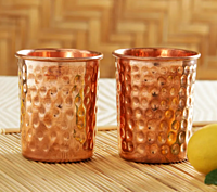 Signora ware Hammered Copper Bottle with 2 Glass
