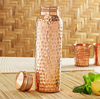 Signora ware Hammered Copper Bottle with 2 Glass