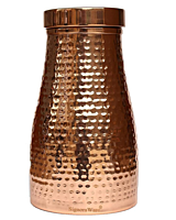 Signora ware Damaru Copper water bottle With 2 Glass Set(Hammered)