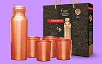 Signora ware Matte Copper water Bottle  With 4 Glass