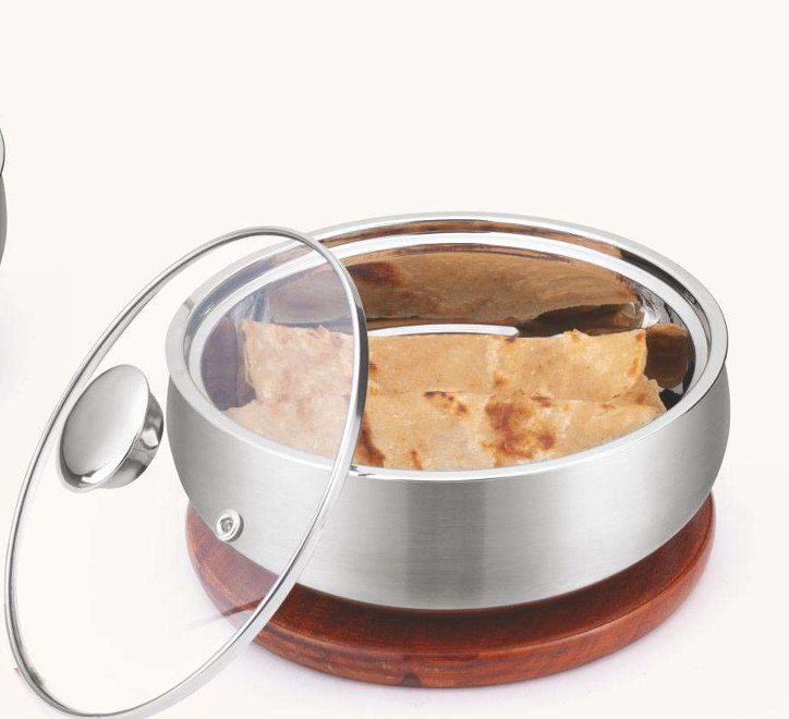 Signora ware  Roti Server  Casserole With Steel Lid & Glass Lid 2100 ML