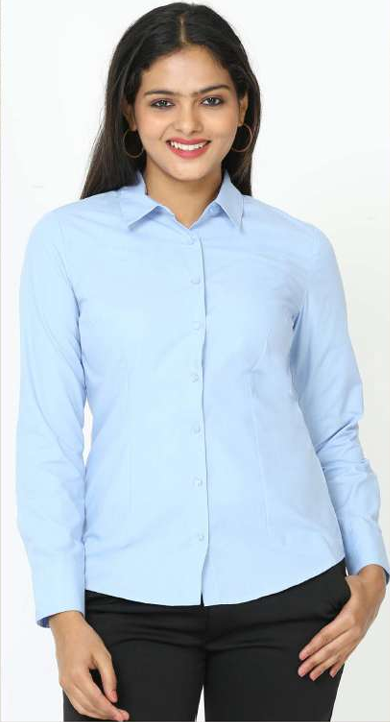 VANHEUSEN WOMENS SHIRT CVC BLUE & WHITE