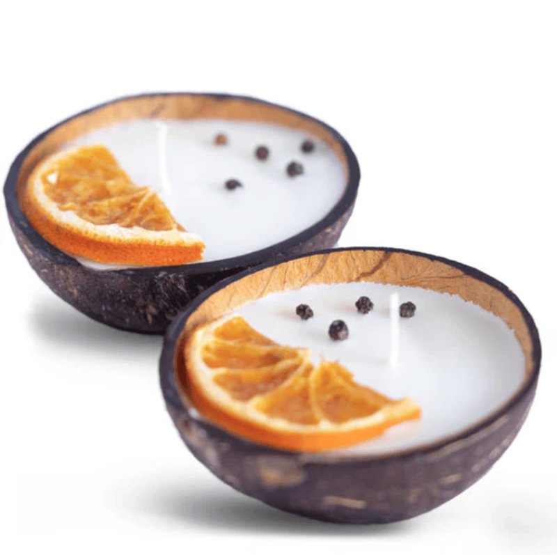 Coconut shell orange pepper candle