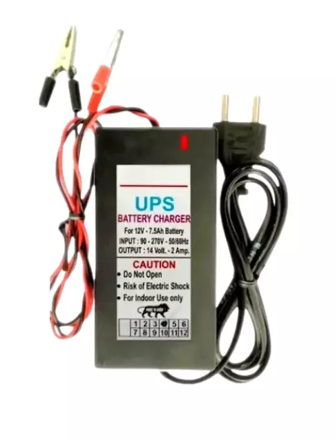 Spire 12 volt 7 amp battery charger. power adapter for 12 volt battery Worldwide Adaptor  (Black)