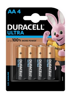 Duracell Ultra Alkaline Batteries AA (Pack of 4)