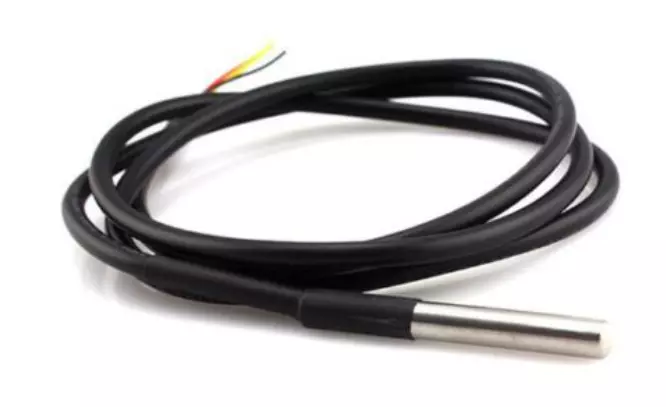 DS18B20 Water Proof Temperature Probe – Black (1m)