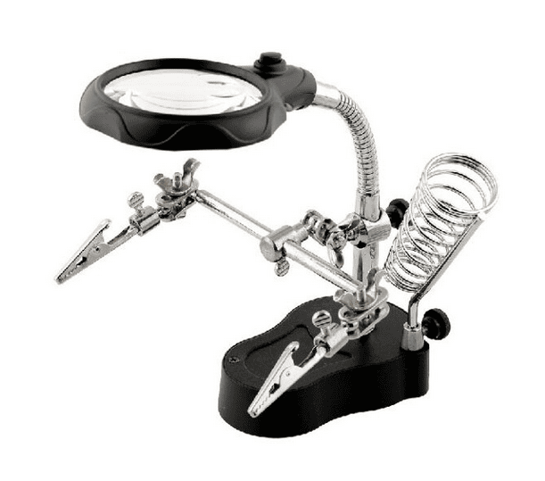 Soldering iron Stand Holder Table Magnifying glass35X 12X w/ 2-LED Light