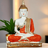 Global Grabbers New 25 Centimetre Meditating Sitting Buddha Statue showpiece Idol Home Decor Items for Living Room and Gifts (Blue White Maroon)
