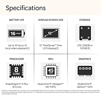 Microsoft New Surface Pro 12" - Windows 11 Home Copilot+ PC - LCD PixelSense Touchscreen - Qualcomm Snapdragon X Plus (8 Core) - 16GB RAM - 256GB SSD - Platinum - EP2-27654