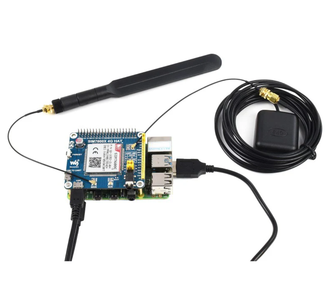 SIM7600E-H 4G HAT for Raspberry Pi, LTE Cat-4 4G / 3G / 2G, GNSS