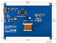 7inch Capacitive Touch Screen LCD (C), 1024×600, HDMI, IPS, Low Power