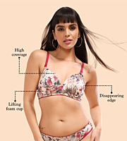 Enamor Vanish Curve Neckline With Lift Cup Women's Everyday Printed T-Shirt Bra - Padded, Wirefree, High-Coverage - F065