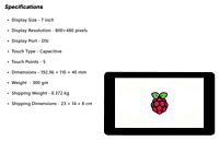 7inch Capacitive Touch Display for Raspberry Pi, DSI Interface, 800×480