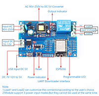 AC90-250V ESP8266, Wireless WIFI Relay, Module 1 Channel ESP-, 12F Wifi Development, Board AC/DC 5V/7-28V/5-, 80V Power Supply