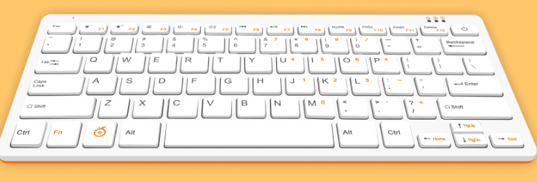 Orange Pi 800 Mini PC Kit with 4GB RAM, 64GB EMMC, Official Keyboard, 800 Keyboard (Pi 800+5V4A Power Supply) With WiFi Connection, White