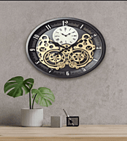 Vintage Style Moving Gear Statement Cloc