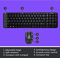 Logitech MK215 Wireless Keyboard and Mouse Combo, 2.4 GHz Wireless, 3 Years Warranty, Compact Design, 2-Year Battery Life(Keyboard),5 Month Battery Life(Mouse) PC/Laptop- Black