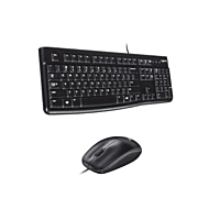 Logitech MK120 Wired USB Keyboard and Mouse Set for Windows, Optical Wired Mouse, Full-Size Keyboard, USB Plug-and-Play, Compatible for PC, Laptop - Black
