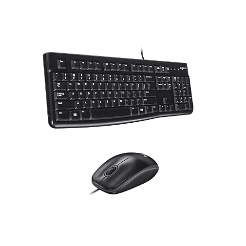 Logitech MK120 Wired USB Keyboard and Mouse Set for Windows, Optical Wired Mouse, Full-Size Keyboard, USB Plug-and-Play, Compatible for PC, Laptop - Black