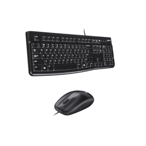 Logitech MK120 Wired USB Keyboard and Mouse Set for Windows, Optical Wired Mouse, Full-Size Keyboard, USB Plug-and-Play, Compatible for PC, Laptop - Black