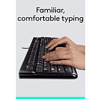Logitech MK120 Wired USB Keyboard and Mouse Set for Windows, Optical Wired Mouse, Full-Size Keyboard, USB Plug-and-Play, Compatible for PC, Laptop - Black