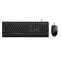 HP KM 180 Wired Mouse and Keyboard Combo, USB Plug-and-Play, 1200 dpi, Full-Size Layout with Numeric pad, Up to 10 Million keystrokes, Up to 1 Million clicks, 1-Year Warranty, 0.52 kg, Black, 7J4G3AA
