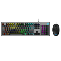 HP KM300F Wired USB Gaming Keyboard and Mouse Set, Membrane Backlit, 26 Keys Anti-Ghosting, 3 LED Indicators & 3D 6K USB Mouse with 6400DPI,Six-Speed Cyclic Resolution Switching