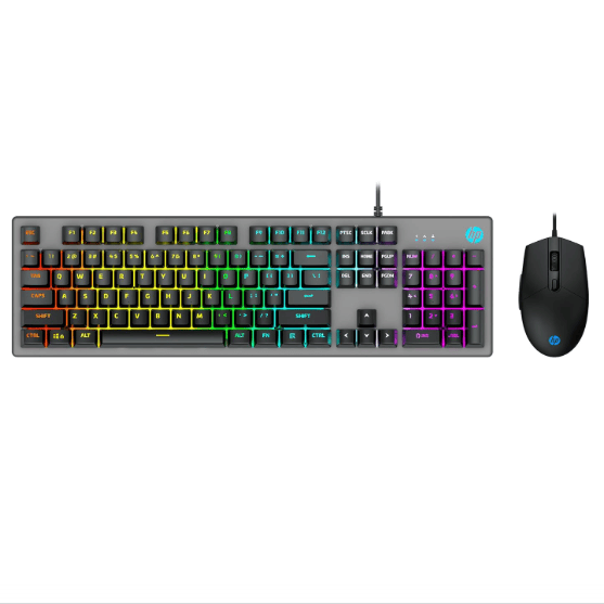 HP KM300F Wired USB Gaming Keyboard and Mouse Set, Membrane Backlit, 26 Keys Anti-Ghosting, 3 LED Indicators & 3D 6K USB Mouse with 6400DPI,Six-Speed Cyclic Resolution Switching