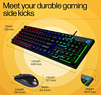 HP KM300F Wired USB Gaming Keyboard and Mouse Set, Membrane Backlit, 26 Keys Anti-Ghosting, 3 LED Indicators & 3D 6K USB Mouse with 6400DPI,Six-Speed Cyclic Resolution Switching