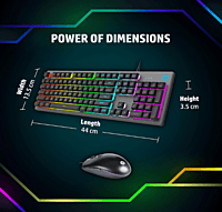 HP KM300F Wired USB Gaming Keyboard and Mouse Set, Membrane Backlit, 26 Keys Anti-Ghosting, 3 LED Indicators & 3D 6K USB Mouse with 6400DPI,Six-Speed Cyclic Resolution Switching