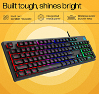 HP KM300F Wired USB Gaming Keyboard and Mouse Set, Membrane Backlit, 26 Keys Anti-Ghosting, 3 LED Indicators & 3D 6K USB Mouse with 6400DPI,Six-Speed Cyclic Resolution Switching