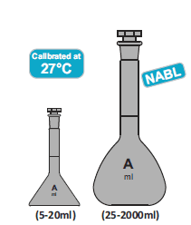 Flask Volumetric - ISO 1042 / IS 915 : 2012 - Calibrated at 27°C with NABL
