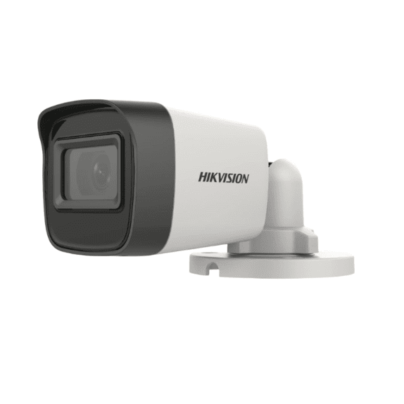 HIKVISION 5 MP Outdoor Bullet CCTV Ethernet Camera with inbuilt Audio Mic IP67 DS-2CE16H0T-ITPFS + BNC/DC, 1080p White