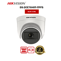 HIKVISION 5 MP Indoor Dome CCTV Camera with inbuilt Audio Mic DS-2CE76H0T-ITPFS White Wired, 1080P