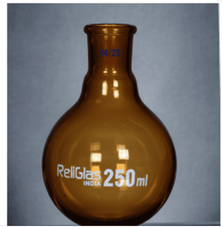 Flasks - Round Bottom with socket - AMBER